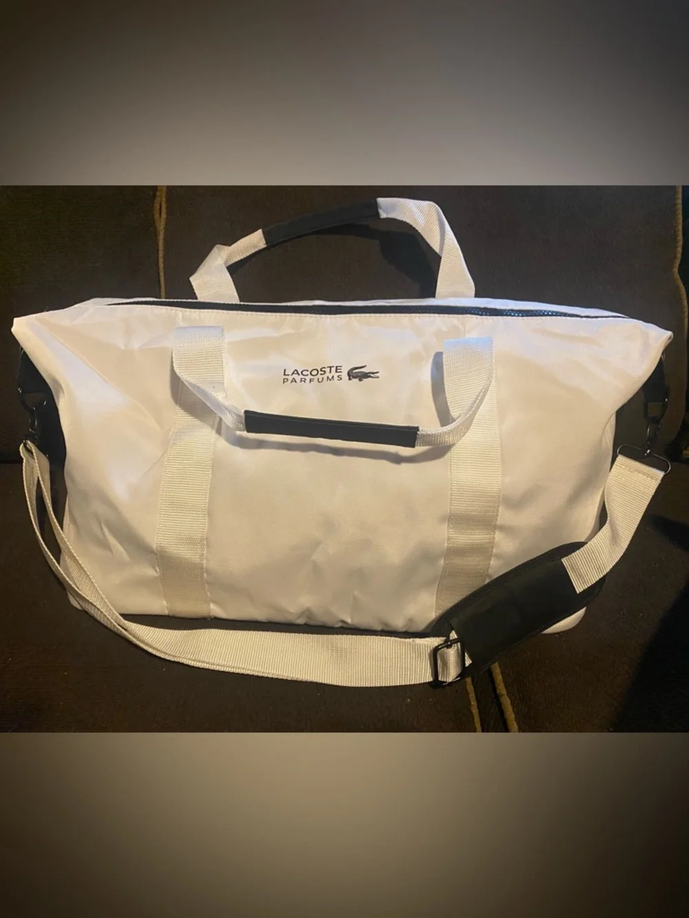 Lacoste Parfums White and Black Travel Duffle